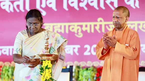 CM yogi welcomes President Droupadi murmu in Lucknow