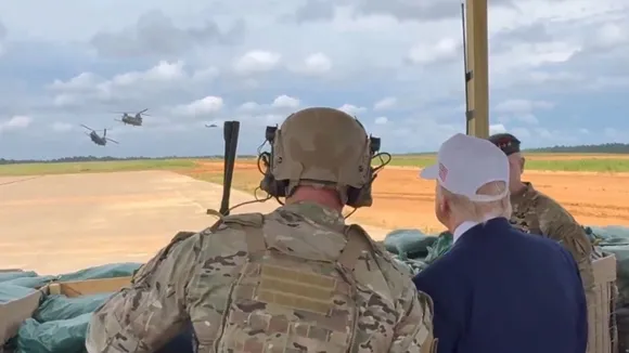 donald trump viral video military drill