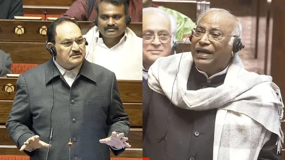 JP Nadda and Kharge in Rajya Sabha