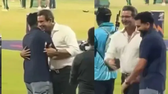 rohit sharma hugged wasim akram during-ind vs pak-pre-match-ceremony in t20 world cup 2026