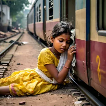 indian Girl fell out of train window