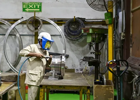 Mumbai : Workers are seen engaged in the manufacturing of components for ISRO at a facility of Godrej Aerospace