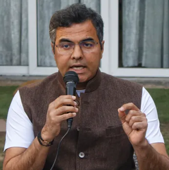 New Delhi: BJP MP MP Pravesh Verma addresses a press conference at his residence