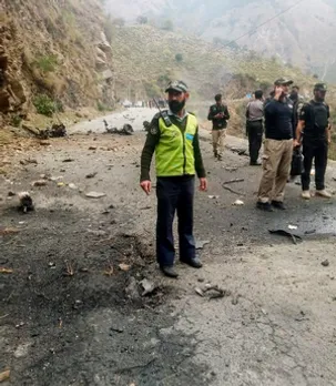 Shangla: Security personnel are seen at the incident site after five Chinese nationals were killed in a suicide attack in Khyber Pakhtunkhwa of Pakistan