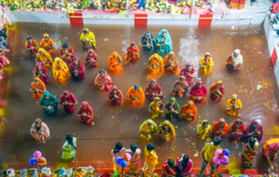 Patna: Devotees perform rituals and offer prayers during the Chhath Puja festival