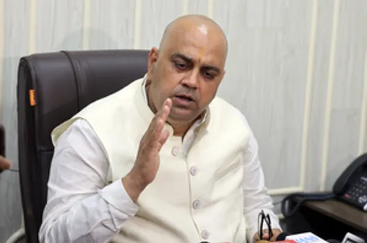 New Delhi: Delhi Minister Pankaj Singh addresses a press conference