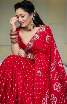 अंकिता लोखंडे ने शेयर किया अपना फेस्टिव लुक, बंधेज की लाल साड़ी में लग रही बेहद खूबसूरत