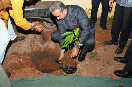 MoS Kirti Vardhan Singh plants sapling at Shree Swaminarayan temple Complex in Uganda