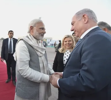 Jan 2018,Ahmedabad,IANS_PIB,Prime Minister Narendra Modi,Narendra Modi,Modi,sees off,Benjamin Netanyahu