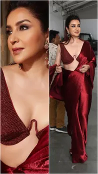 50 की उम्र में Tisca Chopra ने दिखाया हॉट अवतार, रेड साड़ी में आईं नजर