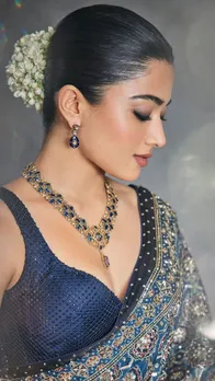 अजरख प्रिंट साड़ी में रश्मिका मंदाना ने ढाया कहर, देखें Photos