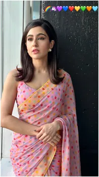 Retro Queen बनीं सारा अली खान, गुलाबी साड़ी में ढाया कहर