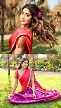 गुलाबी साड़ी-बालों में गजरा...जन्मदिन पर संस्कारी लुक में जान्हवी कपूर