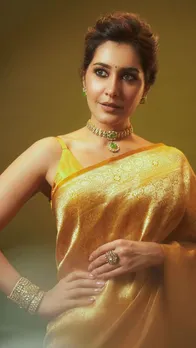 गोल्डन साड़ी में बला की खूबसूरत दिखीं राशि खन्ना, देखें तस्वीरें