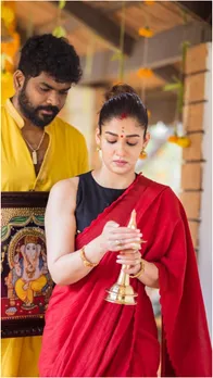 लाल सुर्ख साड़ी-माथे पर सिंदूर..खूबसूरत लगीं Jawan एक्ट्रेस नयनतारा