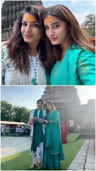 नवरात्रि में बेटी के साथ मंदिर दर्शन करने गईं रवीना टंडन, देखें PICS