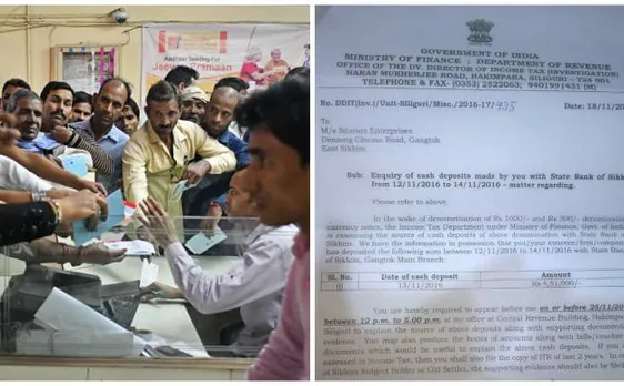 ढाई लाख रुपये से ज्यादा जमा कराने पर इनकम टैक्स विभाग ने सिक्किम की एक एजेंसी को भेजा नोटिस