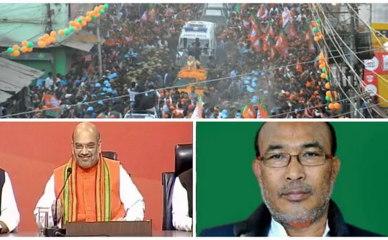 मणिपुर में अमित शाह का रोड शो और एन बिरेन सिंह की ताज़पोशी
