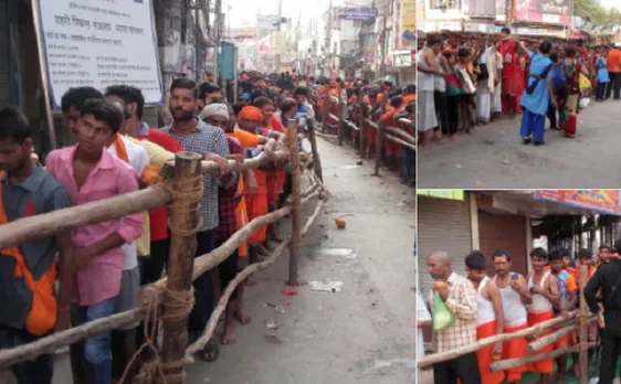 सावन का दूसरे सोमवार पर काशी विश्वनाथ मंदिर में श्रद्धालुओं की भीड़