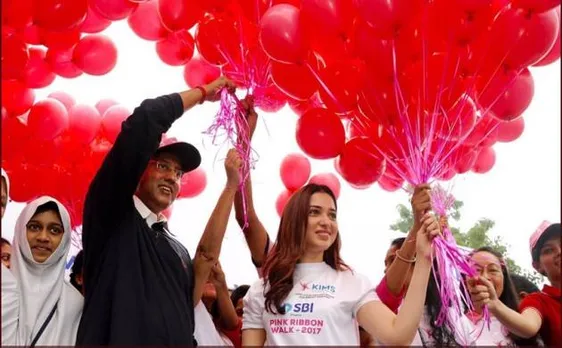 स्तन कैंसर के बारे में जागरूकता बढ़ाने के लिए आगे आई तमन्ना भाटिया, 'पिंक रिबन वॉक' में  लिया हिस्सा