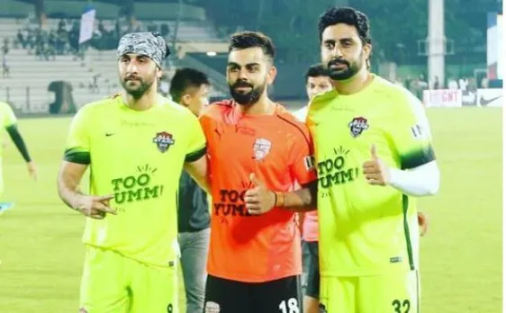 फुटबॉल मैच में 'विराट सेना' के सामने छूटे रणबीर कपूर के पसीने, धोनी ने दागे दो गोले