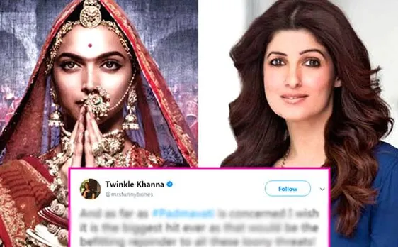 पद्मावती विवाद: दीपिका का सिर काटकर लाने पर 10 करोड़ का इनाम, ट्विंकल ने पूछा- GST लगेगा?