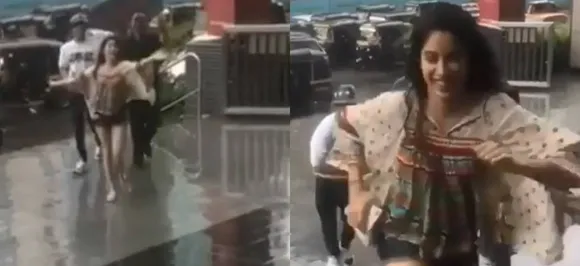 #Dhadak: मुंबई में बारिश के बीच कुछ यूं मस्ती करते हुए नज़र आये जहान्वी और ईशान
