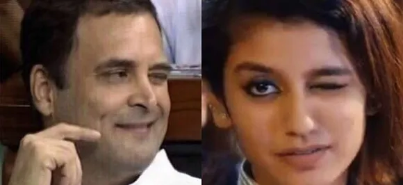 पीएम को 'जादू की झप्पी' देने के बाद राहुल गांधी ने मारी आंख, ट्विटर को कुछ यूं आई प्रिया वारियर की याद