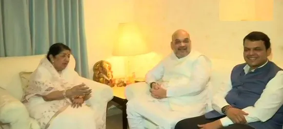 ' संपर्क फॉर समर्थन' के तहत स्वर कोकिला लता मंगेशकर से मिले अमित शाह, मिशन 2019 के लिए मांगा समर्थन