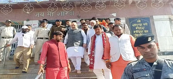 बीजेपी के राष्‍ट्रीय अध्‍यक्ष अमित शाह मैहर की देवी के दरबार में टेका मत्‍था