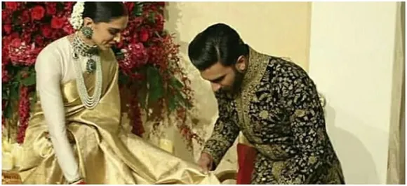 रणवीर सिंह ने संवारा दीपिका का पल्लू, फ्लांइग किस देते हुए कहा-शादी हो चुकी है...