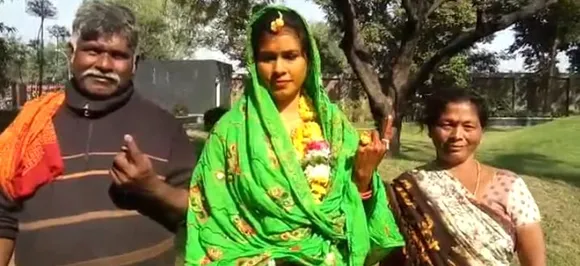 सात फेरों से पहले दुल्‍हन पहुंची वोट देने, मेहंदी लगी उंगलियों में खिली नीली स्‍याही