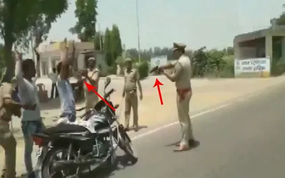 यूपी पुलिस वाहन चेकिंग के दौरान लोगों पर तान रही बंदूक, VIDEO देख डर जाएंगे आप