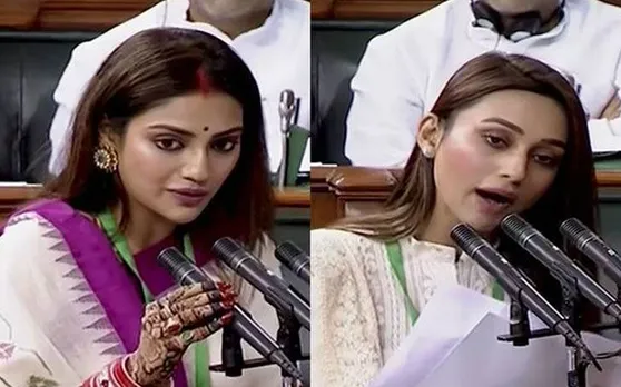 संसद के बाहर मीडिया पर बरसीं नुसरत जहां और मिमी चक्रवर्ती, कहा- 'धक्‍का मत दो'