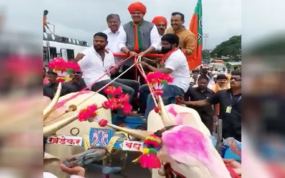 यहां देवेंद्र फडणवीस का दिखा अलग अंदाज, बैलगाड़ी पर सवार होकर किया ये काम