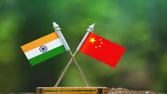 India China Flags