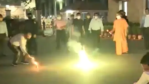 fire crackers at cm yogi residence