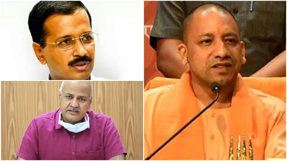 Delhi CM Arvind Kejriwal and UP CM Yogi Adityanath