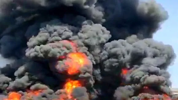 Fire brigade to extinguish a fierce fire in Palghar near Mumbai