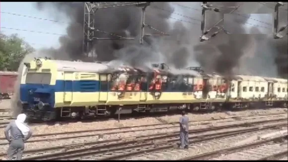 Fire broke out in four coaches of a parked train