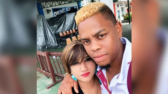 Shimron Hetmyer with his wife