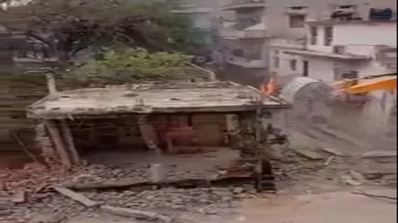 bulldozer on temple