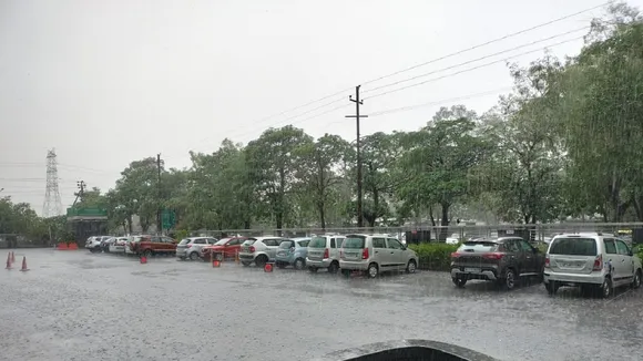 Heavy hailstorm hits Noida after a rainy day