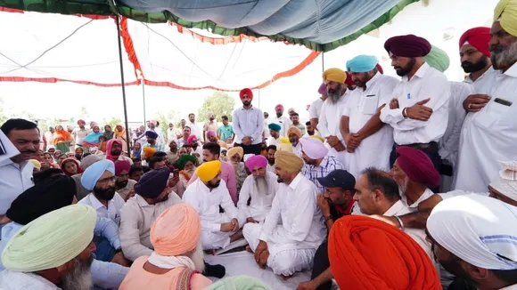 Punjab CM Bhagwant Mann meets the family of singer Sidhu Moose Wala at his residence in Mansa