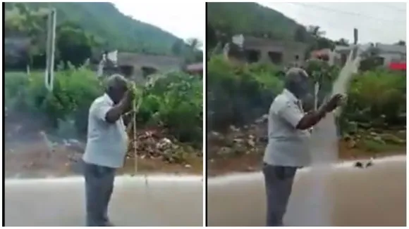 Man Burning Rocket By Cigarette
