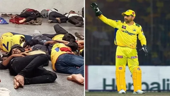ipl 2023 csk vs gt final fans sleep in railway station after rain