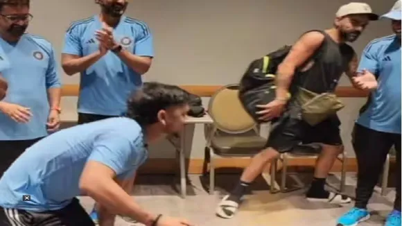 ishan kishan birthday celebration virat kohli run from cake video