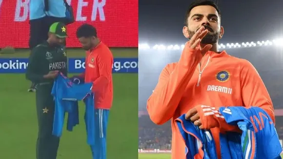 virat kohli gifts jersey to babar azam