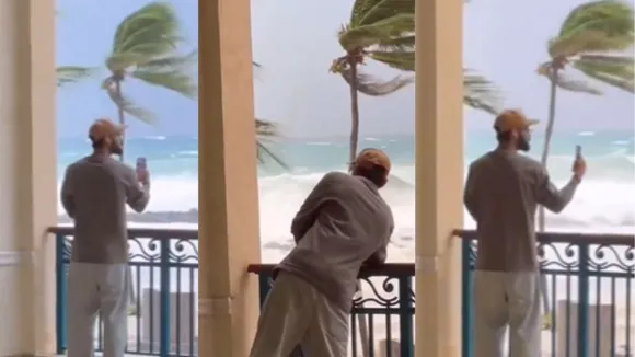Virat Kohli seen showing Anushka Sharma Barbados hurricane