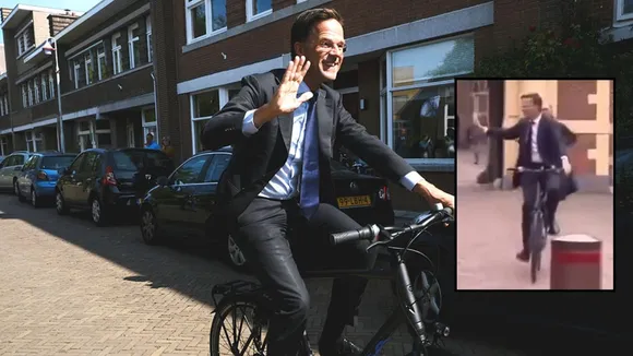 PM Mark Rutte cycle viral video